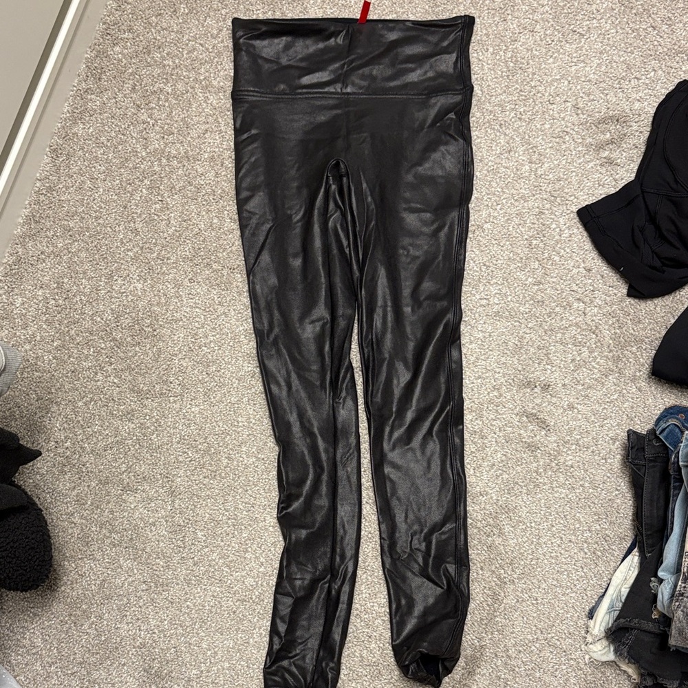 SPANX Black Faux Leather Leggings